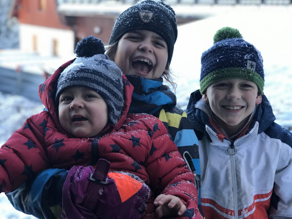 Children outside in winter